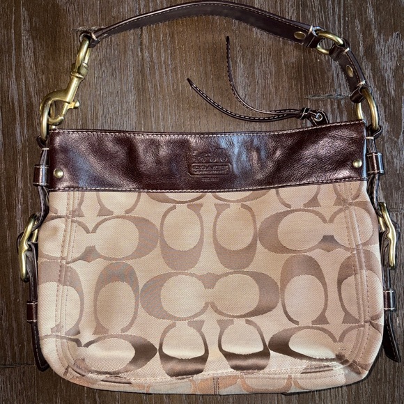 Coach Handbags - Coach Signature Large Shoulder & Tote Bag in Beige Canvas with Brown Leather 🚩